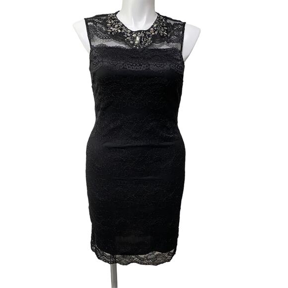 Scarlett Black Stretch Lace Bodycon Party Cocktail Dress Sz 12P - Picture 1 of 3